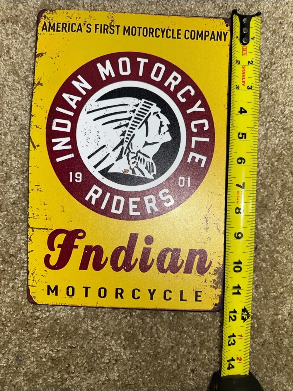 Indian Motorcycle Riders Metal Tin Sign Vintage Style Wall Decor